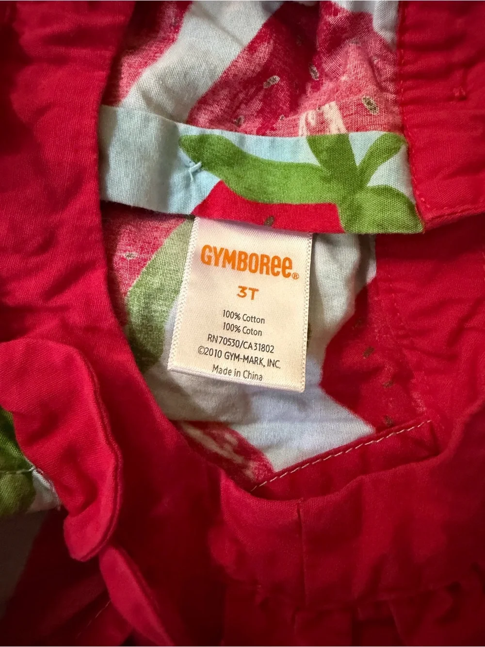 Gymboree - Girl’s Red Strawberry Print Ruffle Strap Dress